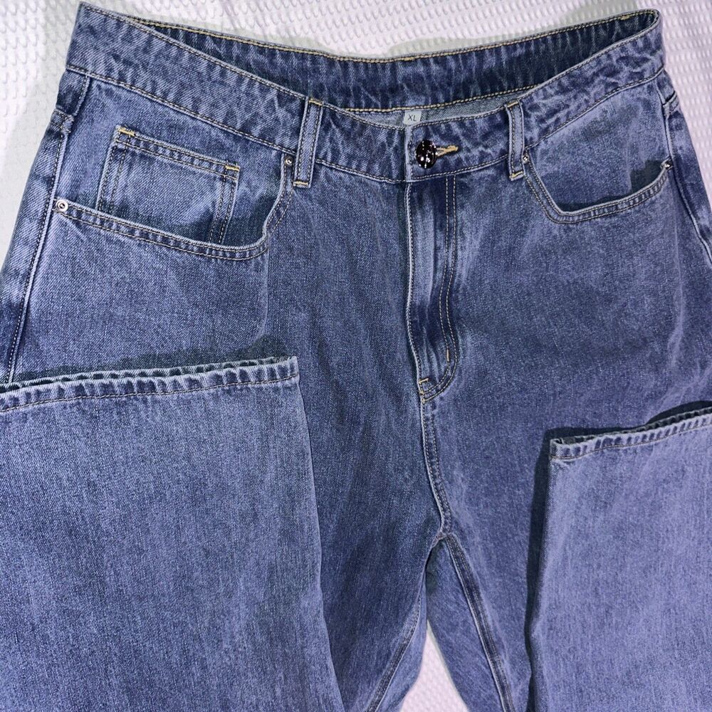 Fashion Brand Company Cotton Wide Leg Jean Pants Size XL Blue booby pocket